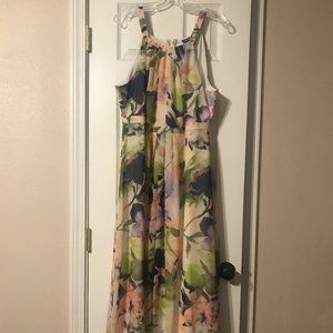 Modcloth Maxi Halter Dress in Peach, Violet, and Green